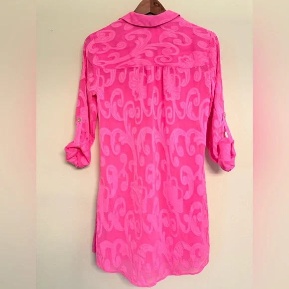 Lilly Pulitzer Natalie Roxy Pink Easy Cover Up Shirt size XXS - Picture 7 of 13